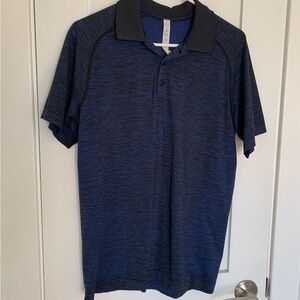 21. Men’s Size Medium LULULEMON Black + Blue Heathered Polo